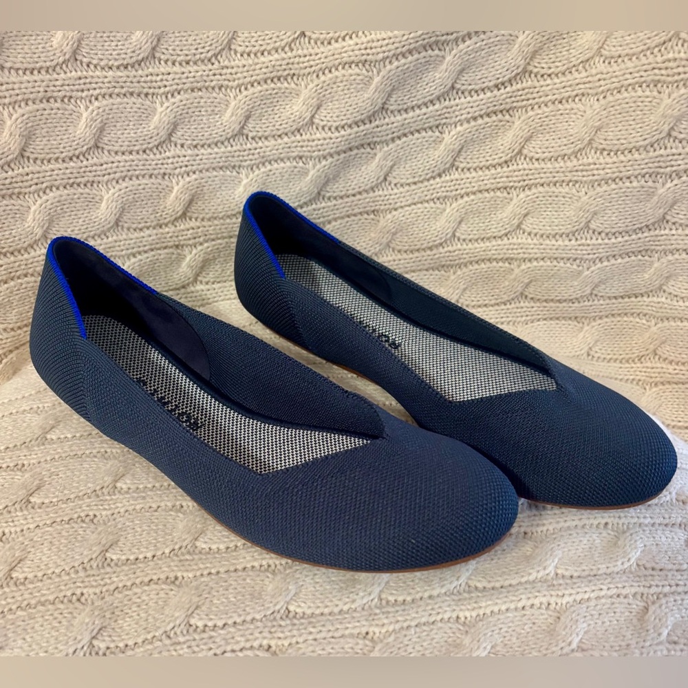 Rothy's Slip On Ballet Flats shoes Navy Blue Women Size 9 Round Toe